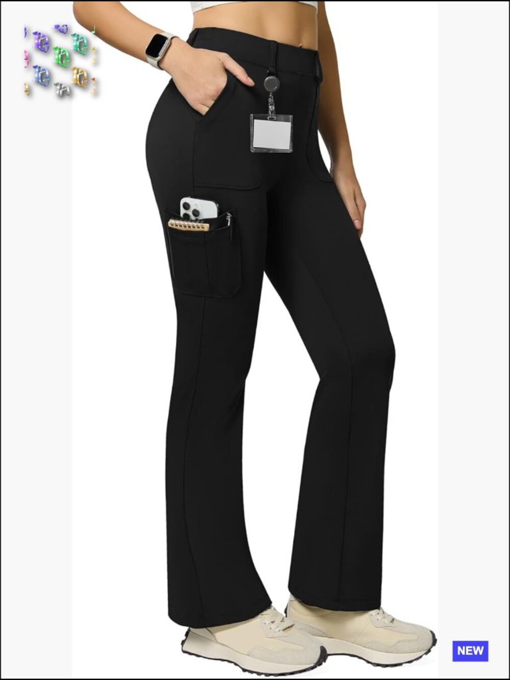 High Waist Bootcut Flare Yoga Work Cargo Pants with 6 Pockets Stretch